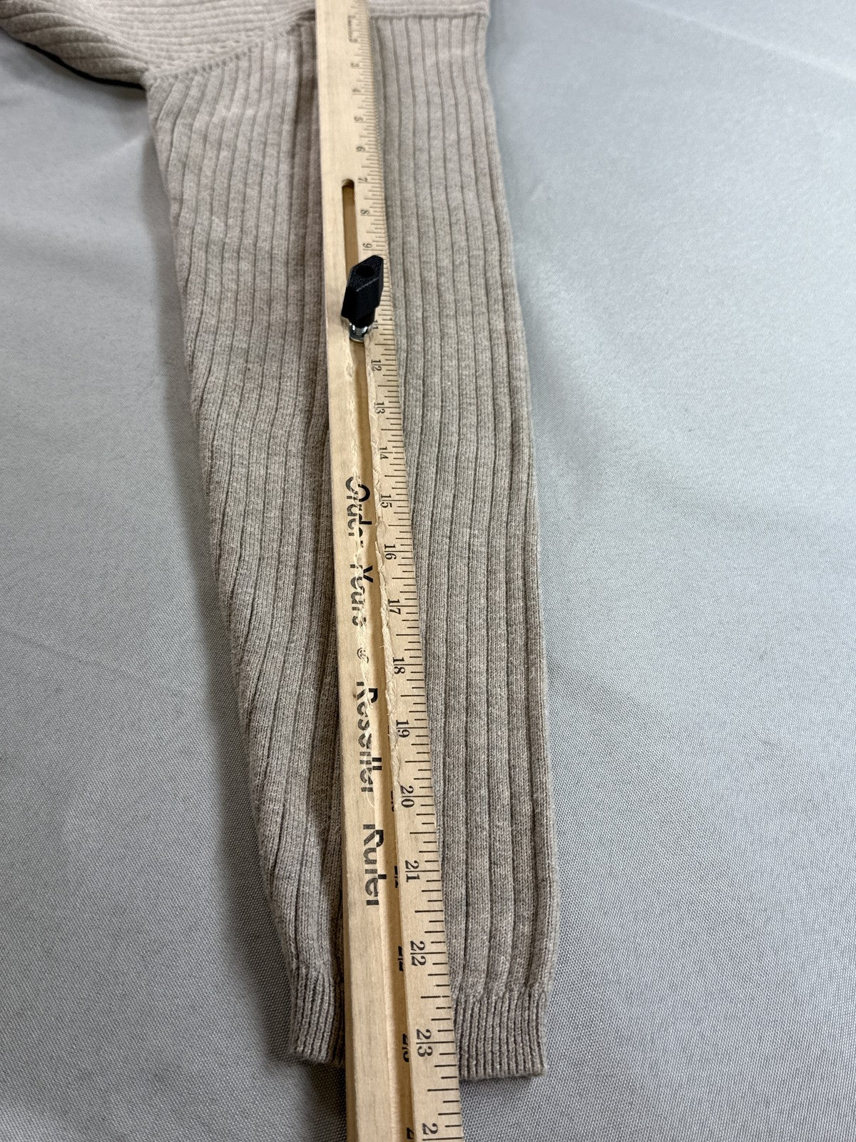 JANTZEN Ribbed V Sweater M M/M Beige 100% COMBED COTTON Regular Fit Long