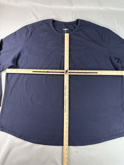 Goodfellow Co Henley Shirt Mens 5XB Navy Blue Long Sleeve Cotton Regular Fit