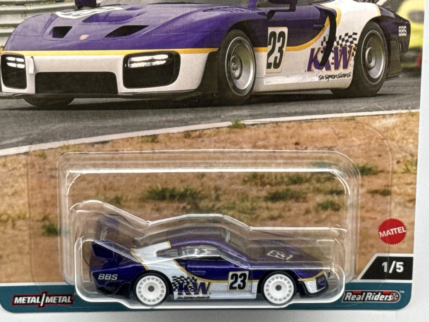 Hot 1 Porsche Wheels 1/5 935 Purple/White Metal Race Car Premium Real