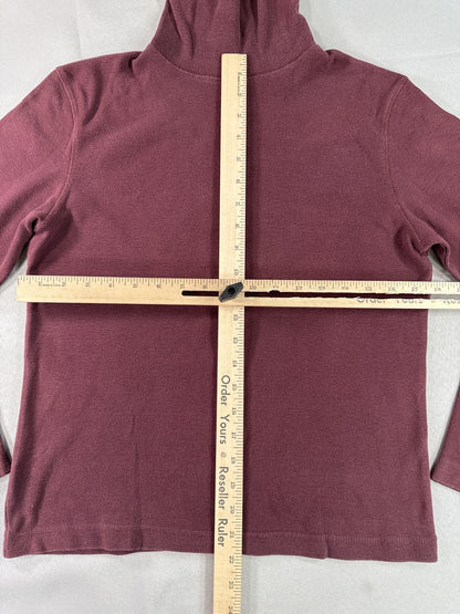 Laura Ashley TS 177 BD Mock Neck Long Sleeve Pullover Top Large Maroon 100% Wool