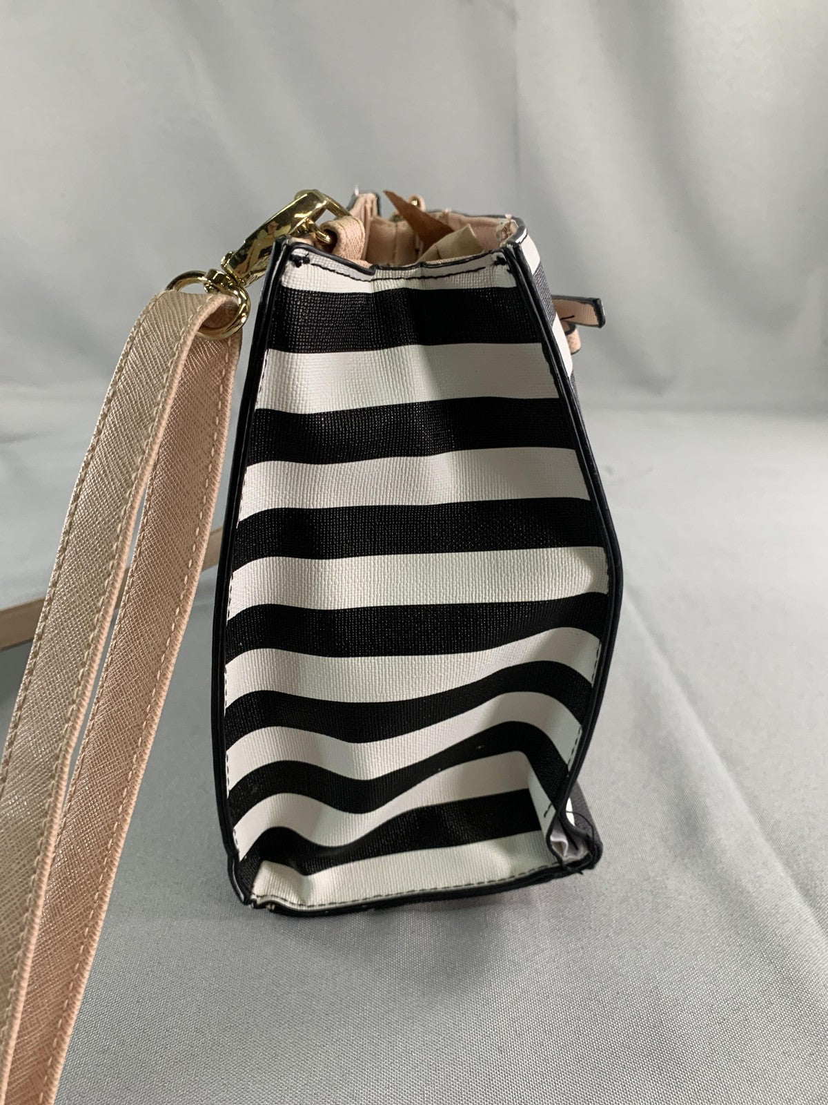 Christian Siriano for Payless Crossbody Bag Womens Black White Stripe Bow Purse