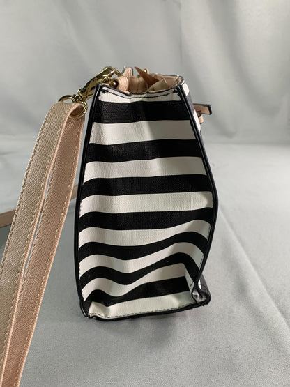 Christian Siriano for Payless Crossbody Bag Womens Black White Stripe Bow Purse