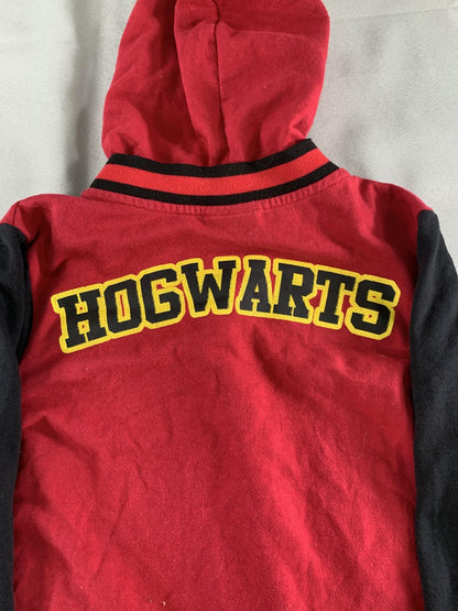 Harry Potter Hogwarts Hoodie Unisex Kids Small Red Black Fleece Varsity Jacket