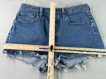Vintage High Waisted Denim Cutoff Shorts Frayed Hem Blue Jean Summer Style