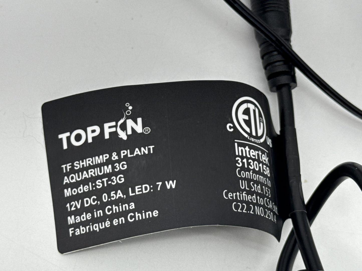 Top Fin Clip On LED Light Black DC Power IPX4 Indoor Aquarium Universal Switch