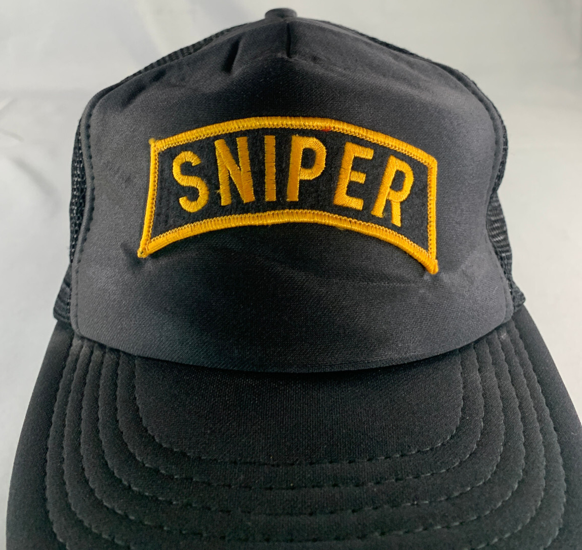 VTG Designer Award Sniper Black Mesh Snapback Trucker Hat Patch Military OSFA