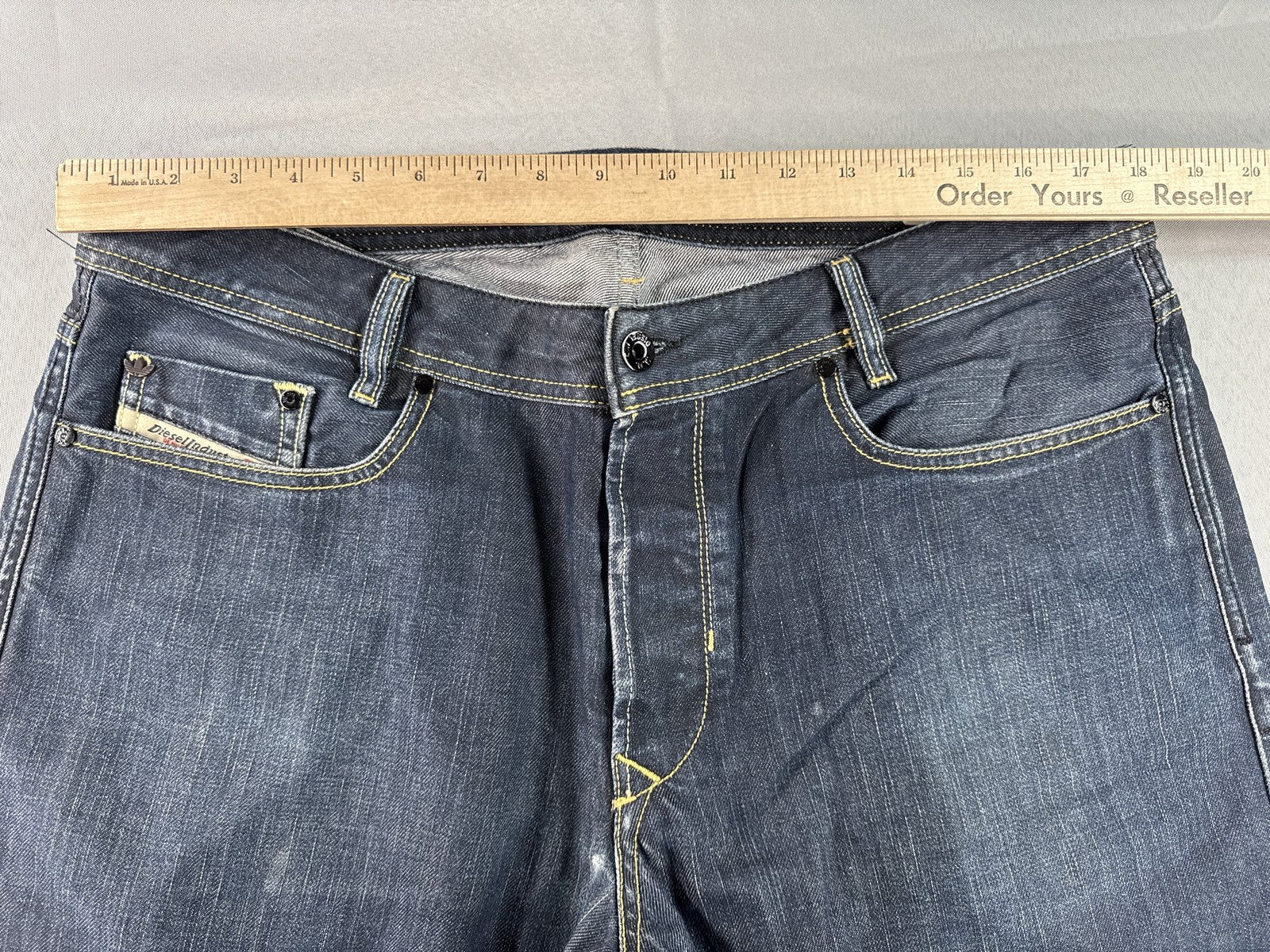 Diesel Straight Leg Jeans W36 L30 Blue 100% Cotton Mid Rise Pocket Button