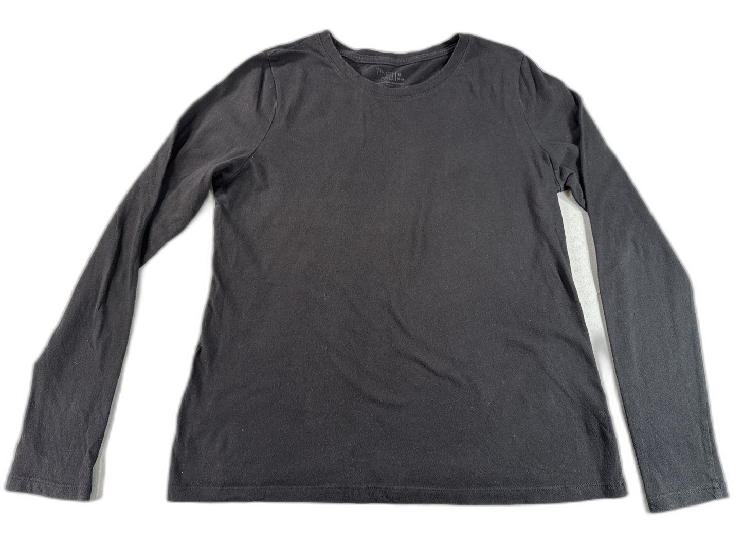 Time Tru Long Sleeve Crewneck F Shirt Mens F/S Black Cotton Regular Fit Tee